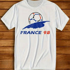 Men'S Retro Football T-Shirt From France 98 Features Official Logo and Number 98 Vintage Soccer Jersey Design Comfortable Tee