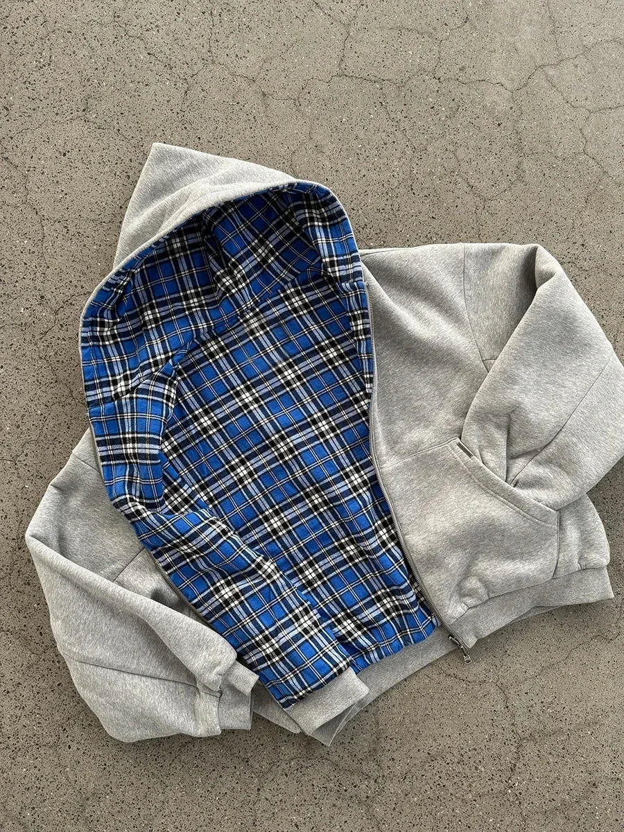 "Pull réversible à carreaux"